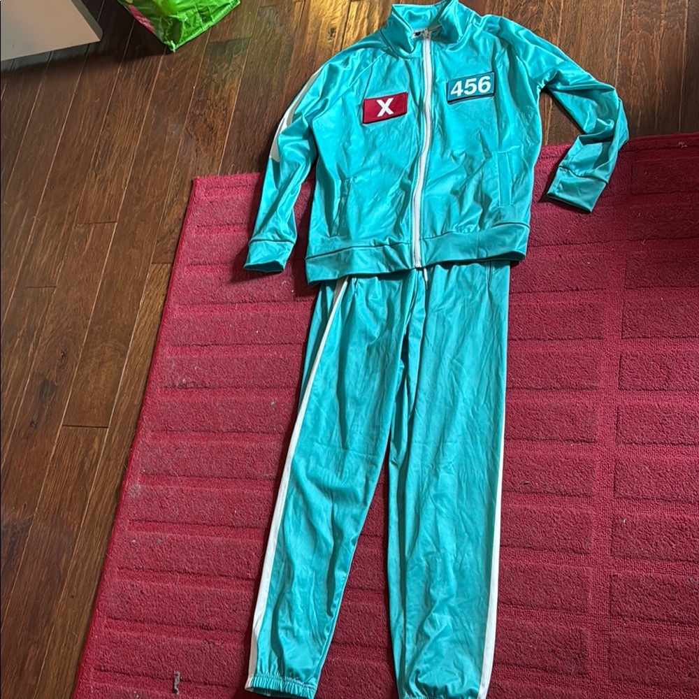 Teal Track Jacket & Pants Set with '456' Patch